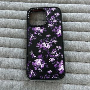 Casetify Black Phone Case with Purple Floral Print